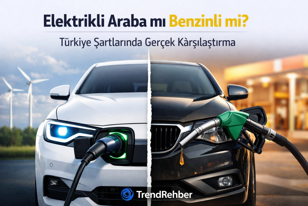 Elektrikli araba mı benzinli mi daha mantıklı? Maliyet, uzun yol, kullanım ve Türkiye şartlarına göre detaylı karşılaştırma TrendRehber’de.