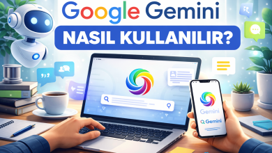 Bilgisayar ve telefon ekranında yapay zekâ kullanımını temsil eden, Google Gemini nasıl kullanılır konulu modern dijital rehber