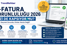e-Fatura zorunluluğu 2026 kapsamında ciro eşikleri, e-Arşiv ilişkisi ve geçiş kurallarını özetleyen rehber görseli