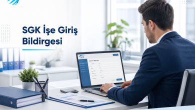 SGK işe giriş bildirgesi işlemini bilgisayar üzerinden yapan işvereni gösteren rehber görseli